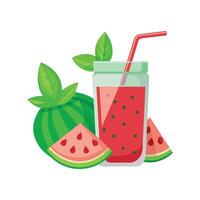 Refreshing Watermelon Basil Juice for Drinks vector
