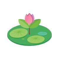 Charming Lily Pad with Colorful Blooms vector