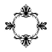 Elegant, symmetrical, floralinspired monochrome with stylized flowerlike elements arranged in a circular frame. vector