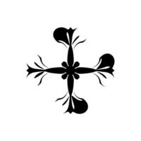 Symmetrical Black Floral on White Background with Decorative Curves and Shadow Detailing vector