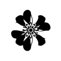 Symmetrical Black and White Floral Illustration Bold, Abstract, and Modern with a Focus on Geometric Petal Shapes and Center Detail. vector