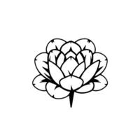 Elegant Monochrome Illustration of a stylized Lotus Flower A Delicate Black and White with Simple Outlines. vector