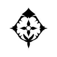 Elegant Black and White Floral Pattern with Geometric Accents and Shadow on a Clean Background. vector