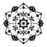Intricate Black and White Floral Mandala , Symmetrical Pattern with Botanical Elements, Geometric and Ornamental. vector