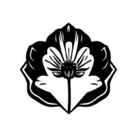 Bold Black and White Floral Illustration with Geometric Petal and Stark Contrast, centered on white background. vector