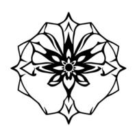 Intricate Black and White Mandala A symmetric, floralinspired with sharp lines and a central focal point, set against a clean white backdrop. vector