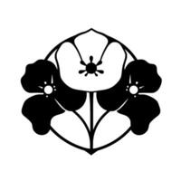 Symmetrical Floral Motif Black and White, Stylized Illustration of Three Blooms, Simple and Elegant . vector