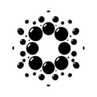 Concentric Circular Arrangement of Glossy Black Spheres with Varying Sizes and Minimalist on White Background. vector