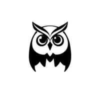 A stylized, geometric owl illustration in monochromatic navy blue, grey and white tones against a clean white background. vector
