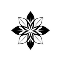 Symmetrical Black and White Floral Mandala with Eight Petals, Gradient Shading, Elegant , Isolated on White Background. vector