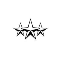 Three Silver Stars with Black Outlines on White Background, Simple and Elegant, Minimalist . vector