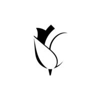 Minimalist Monochrome Floral Abstract Rose with Geometric Petals and Negative Space Composition on White Background. vector