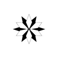 Geometric Black and White EightPointed Starburst Mandala on White Background with Sharp Angular Lines and Minimalist Aesthetics. vector