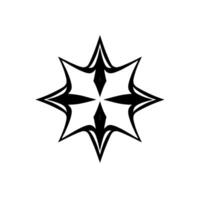Symmetrical Black and White EightPointed Star Ornament with Glossy Finish on a Plain White Background. vector