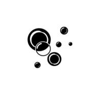 A minimalist black and white illustration of varioussized overlapping bubbles in a cluster against a stark white background. vector