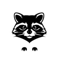 Style Raccoon Illustration Head and Tiny Paws Presenting a Playful, Monochromatic, and Friendly on White Background. vector