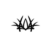 Symmetrical Black Tribal Illustration of Grasslike Shapes on White Background, Abstract Nature Element. vector
