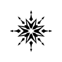 Black and White Geometric Starburst with Arrowlike Projections on a Clean White Background. vector