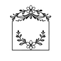 Elegant Black Floral Frame with Flowers and Leaves, Minimalist , Suitable for Invitations and Cards, Isolated on White vector