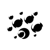 Abstract black circular shapes with curved edges, arranged on a white background, minimalist . vector