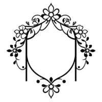 Elegant Black White Floral Archway , Ornate Frame with Flowers and Decorative Elements vector