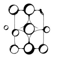 Abstract Black and White Composition of Connected Circles and Lines, Suggesting a Network or Molecular Structure on a White Background. vector