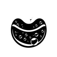 Abstract black liquid heartshaped silhouette with bubbles, rendered in bold white and black, on a minimalist white background. vector
