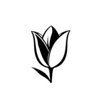 Monochrome Illustration of a Tulip A Simple, Elegant Floral Composition in Black and White on a Clean White Background. vector