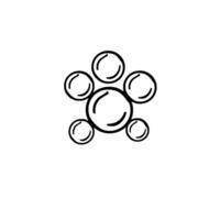 Black and White Abstract Bubbles Composition in a StarLike Formation on a White Background. Simple . vector