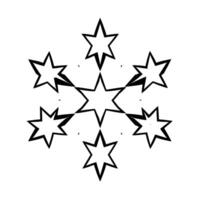 Symmetrical Starburst Six Pointed Stars Radiating from a Central Figure, in a minimalist monochromatic on a white background. vector