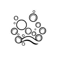 Black and White Illustration of Bubbles with a Swirling Line, Representing Water Movement or Effervescence. vector