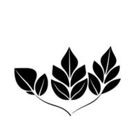 A minimalist black and white illustration featuring three stylized leaflike elements arranged in a symmetrical composition, against a white background. vector