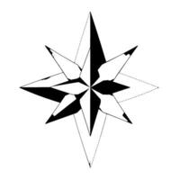 Geometric Pointed Star Illustration in Black, White, and Gray with Dashed Outlines on a Clean White Background vector