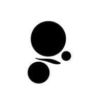 Abstract geometric featuring interconnected black circles and a curved shape against a pristine white background, evoking simplicity. vector