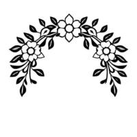 Elegant Black and White Floral Arch A Decorative Botanical with Delicate Petals and Lush Leaves, Perfect for Invitations, and Logos. vector
