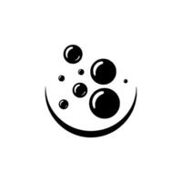Black bubble cluster with white highlights and a curved smilelike line against a clean white background. vector
