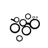 Abstract of overlapping black rings with varying sizes connected, creating an elegant, minimalist against a white background. vector