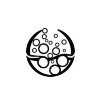 Abstract Black and White Illustration of Bubbles Contained Within a Semicircle with a Lower Section of Concentric Circles. vector