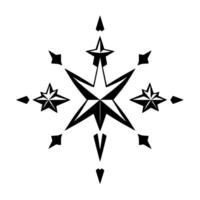Geometric Starburst A symmetrical black and white star array with varying points and radiating extensions on a stark white background. vector