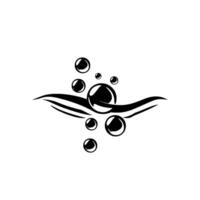 Artistic black and white illustration of stylized bubbles rising from flowing water, evoking a sense of purity and movement. vector