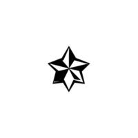 Isolated black and white nautical star with a threedimensional gradient effect, centered against a clean white background. vector