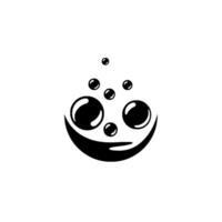 Stylized black and white featuring a smiling face formed by bubbles and a crescent shape, set against a white background. vector