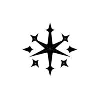 Monochrome Starburst Abstract black and white symbol with symmetrical radiating points and sharp angles, centered on white background. vector