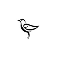 Minimalist Black and White Illustration of a Bird, Emphasizing Simplicity and Elegant Curvilinear Lines on a White Background. vector