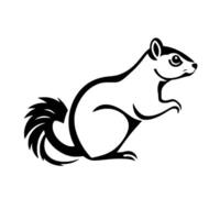 Stylized Black and White Squirrel Illustration with Dramatic Curves and Feathery Tail on a Clean White Background. vector