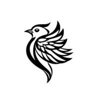 Stylized Black and White Bird Elegant, Artistic of a Single, Abstracted Bird with Bold Lines and Wings Spread. vector