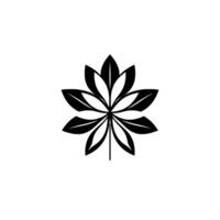 Symmetric Black and White Stylized Leaf Emblem, Minimalist Botanical on White Background vector