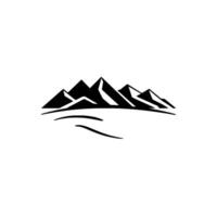 Monochromatic minimalist mountain range silhouette with subtle horizontal lines, evoking a sense of wilderness and adventure against a stark white background. vector