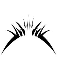 A symmetrical featuring a stylized, abstract sunburst or crown with sharp, black spikes radiating from a white base, minimalist style. vector