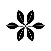 Symmetrical Black and White Leaf Arrangement in a Starlike Pattern, Centered Composition on a Bright White Background. vector